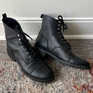 Wills Vegan Shoes Black Combat Boots Size 40/8.5